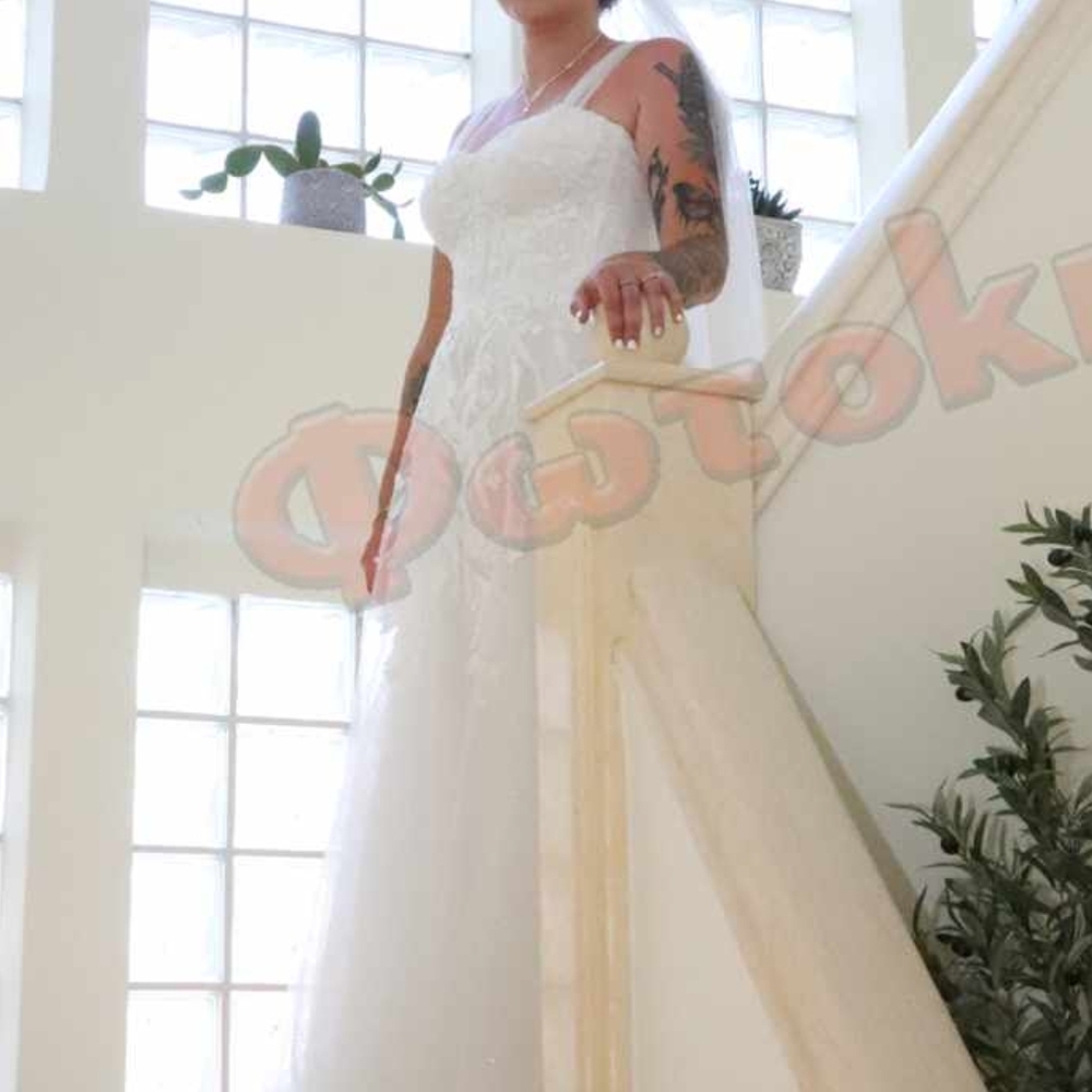Elegant Lace Wedding Dress with Veil - Picture 4 of 7
